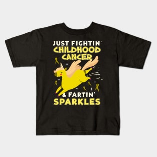 childhood cancer funny unicorn farting sparkles Kids T-Shirt